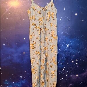 Xhilaration Blue and Yellow Floral Jumpsuit